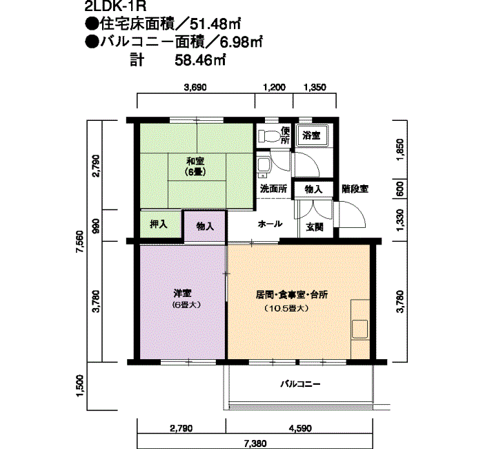 323号棟204号室 間取り