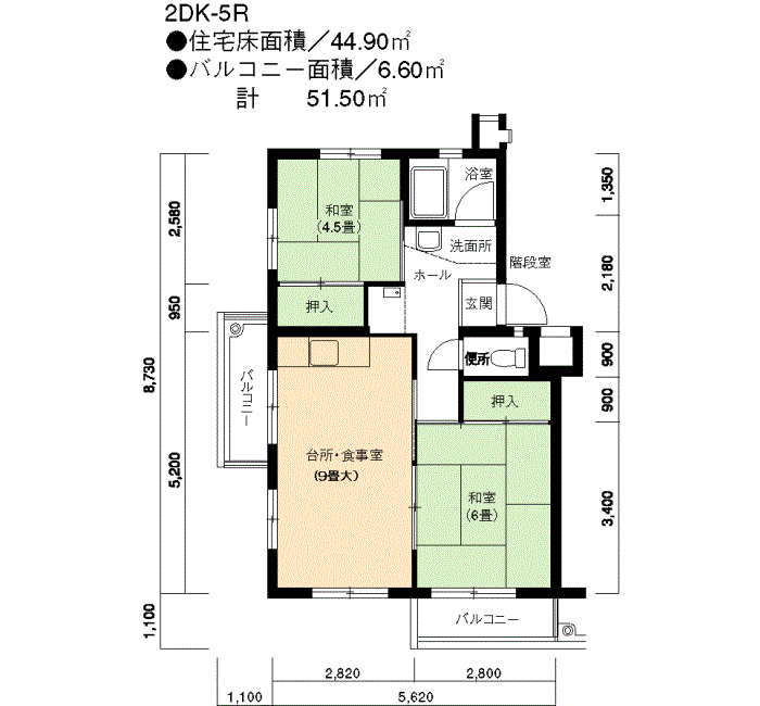 354号棟202号室 間取り