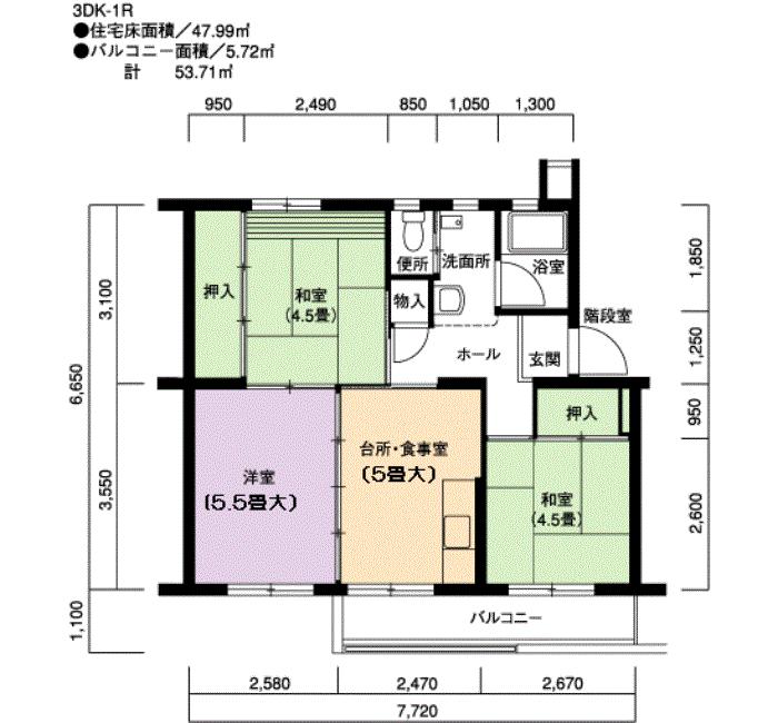 41号棟505号室 間取り