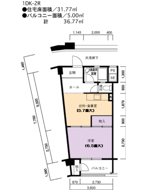 5号棟506号室 間取り