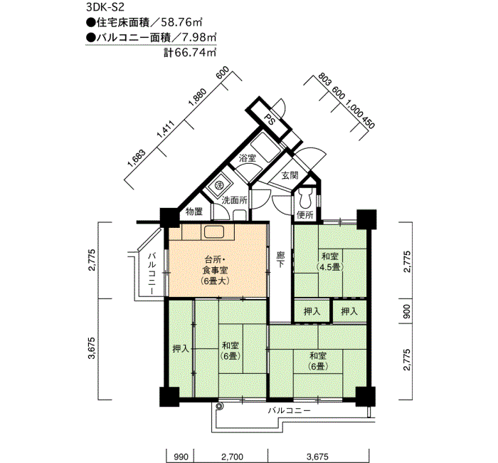 105号棟103号室 間取り
