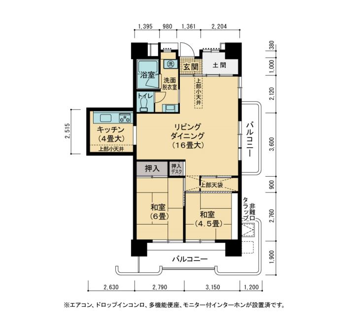 1号棟901号室 間取り