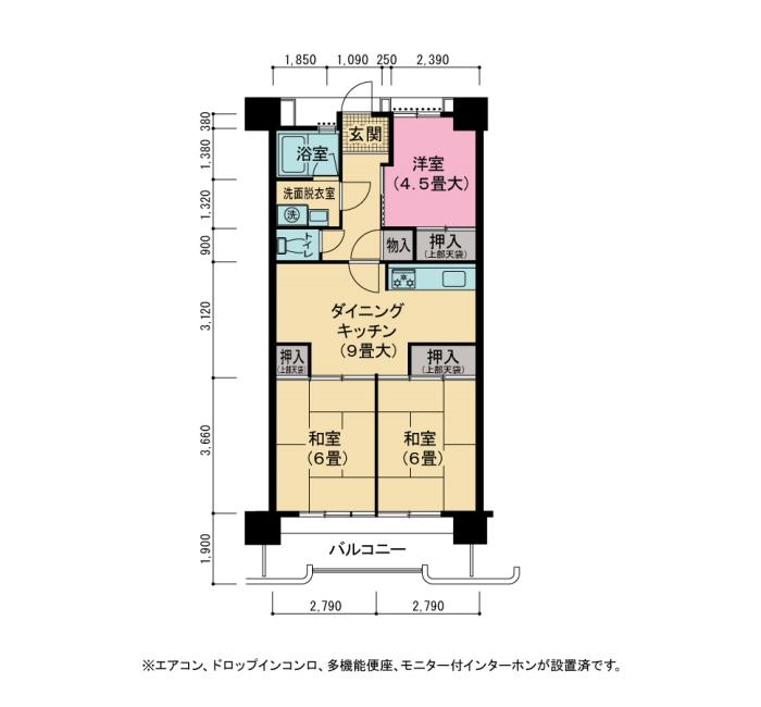 2号棟402号室 間取り