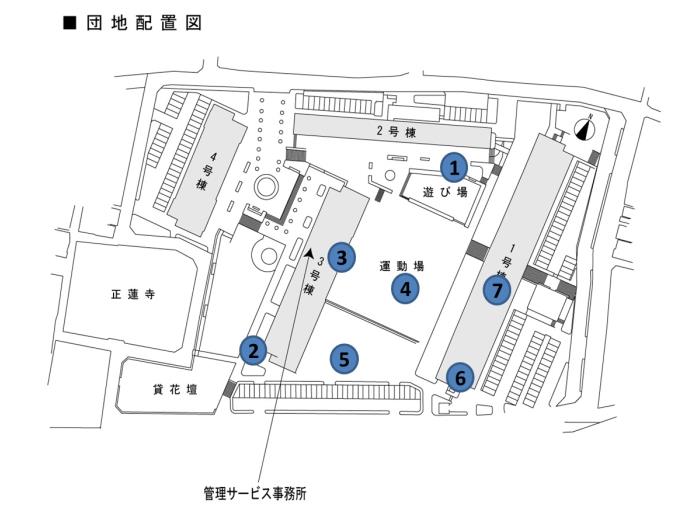 apartment 大阪市此花区伝法六丁目3番

住棟配置図