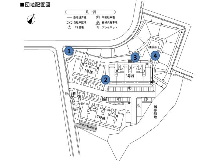 apartment 三田市すずかけ台四丁目4番地の1

住棟配置図